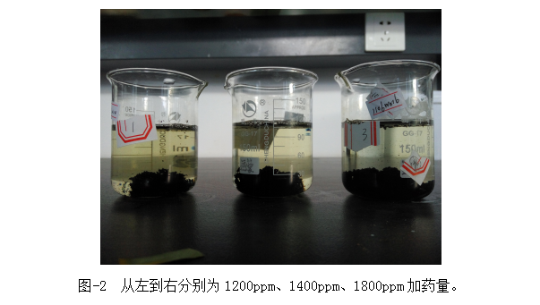 圖-2  從左到右分別為1200ppm、1400ppm、1800ppm加藥量